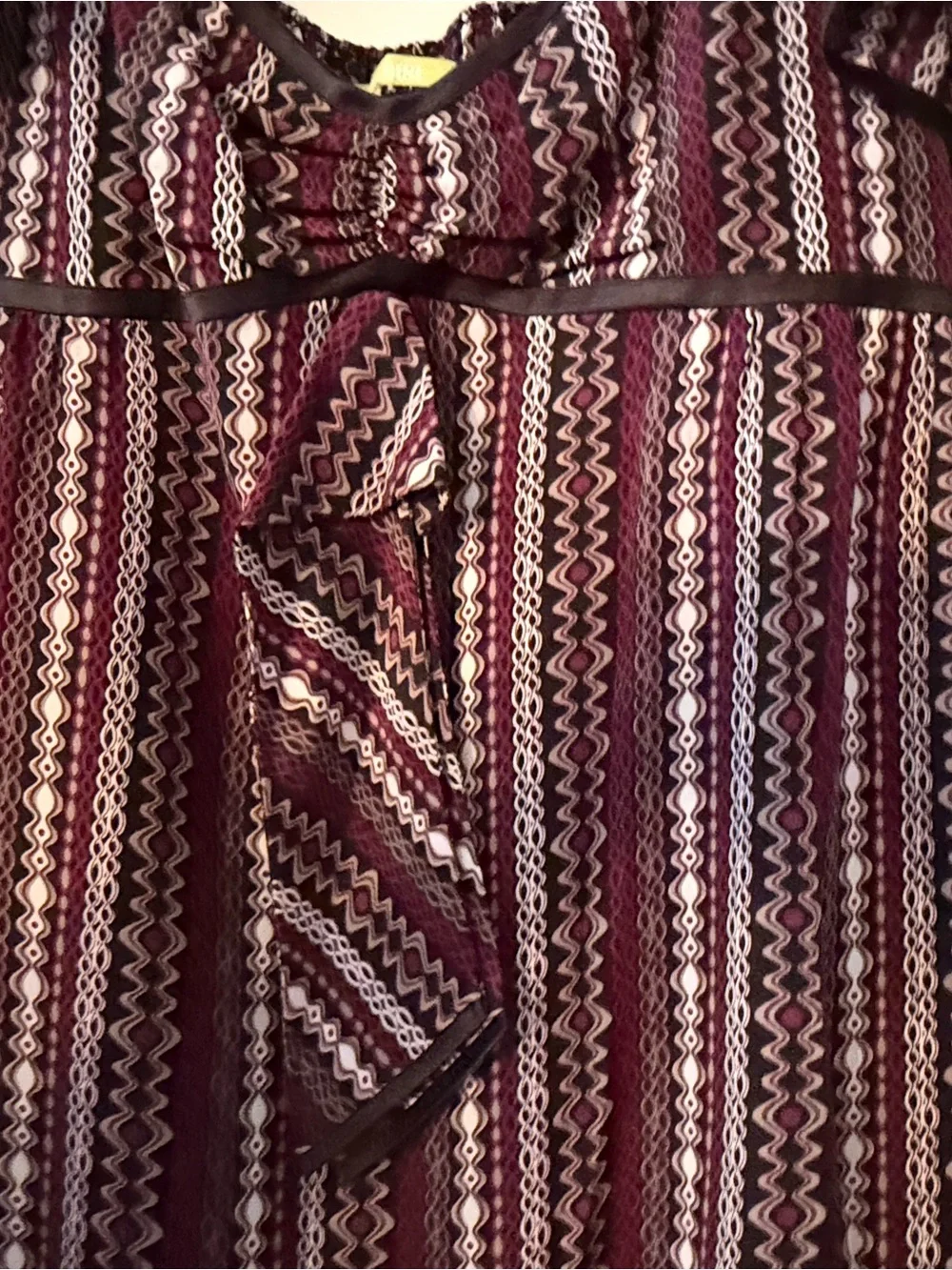Gianni Bini Burgundy and White Striped Midi Dress Size 10